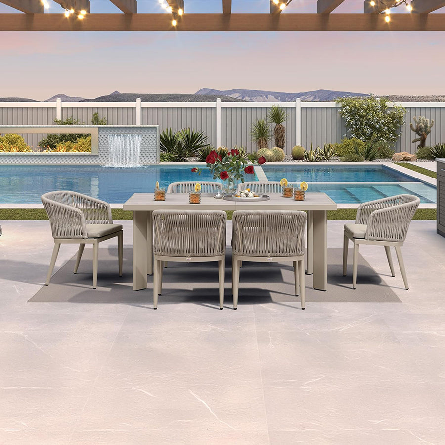 PURPLE LEAF Patio Dining Set with Sunbrella Fabric Cushions and Aluminum Table All-Weather Wicker Patio Table Set for Deck