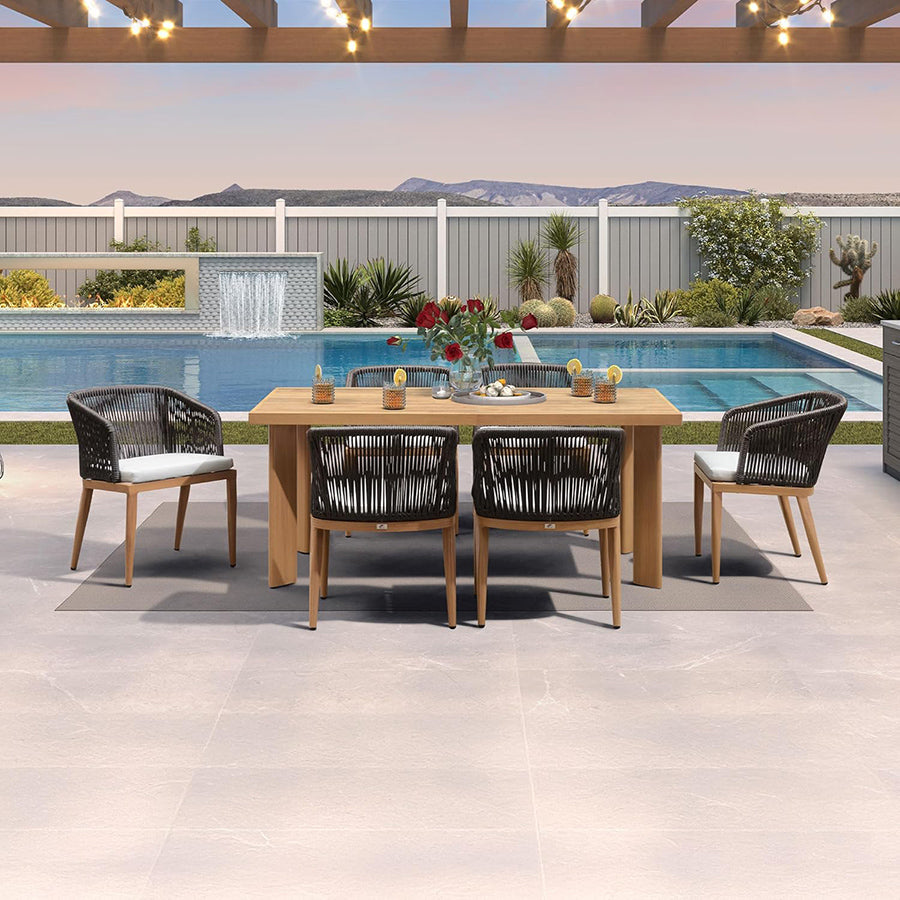 PURPLE LEAF Patio Dining Set with Sunbrella Fabric Cushions and Aluminum Table All-Weather Wicker Patio Table Set for Deck