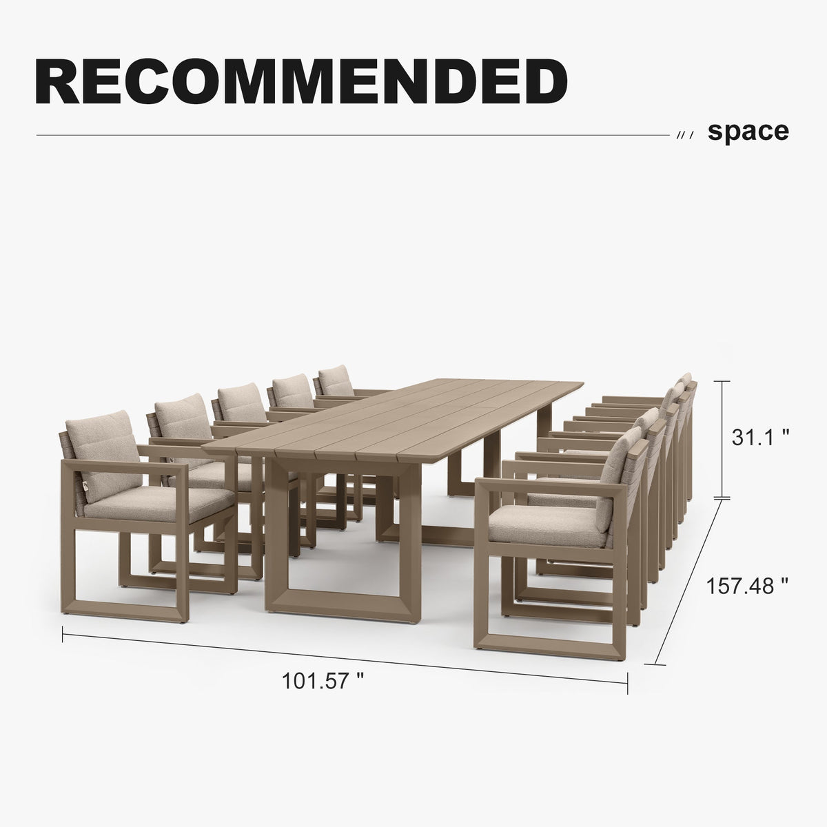 PURPLE LEAF Caesar Outdoor Dining Set Aluminum Luxury Patio Furniture Table and Chairs Set with Olifen Removable Thick Cushion and Pillow Patio Dining Sets for Garden Deck
