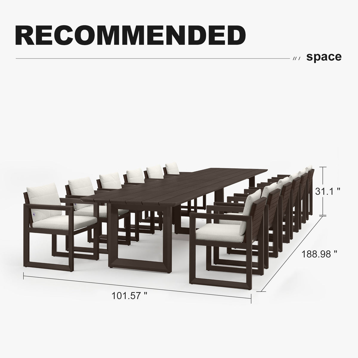 PURPLE LEAF Caesar Outdoor Dining Set Aluminum Luxury Patio Furniture Table and Chairs Set with Olifen Removable Thick Cushion and Pillow Patio Dining Sets for Garden Deck