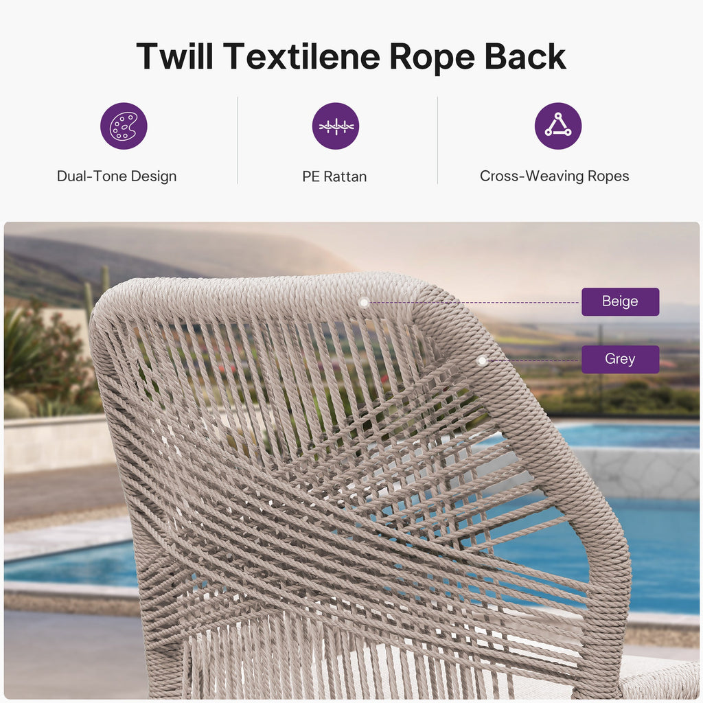 PURPLE LEAF Bar Stools Set of 4 Outdoor Aluminum Barstools with Back Modern Wicker Rattan Boho Garden Pool Patio Bar Chairs