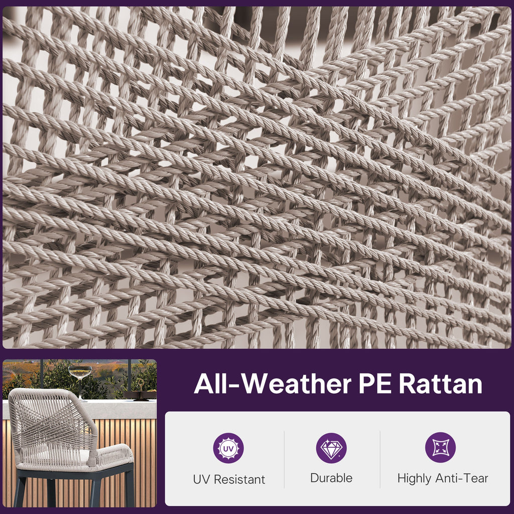 PURPLE LEAF Outdoor Bar Stool Set of 6, Wicker Chairs Bar Chairs with Cushion, All-Weather Patio Furniture kitchen stools