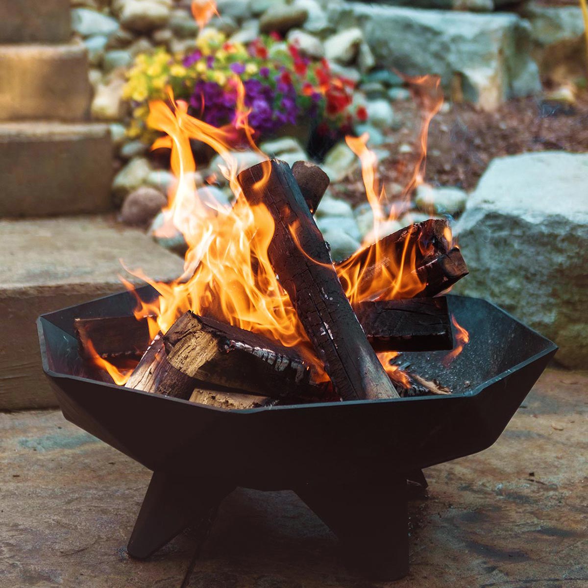 Iron Embers 3' Polygon Fire Pit Package with Spark Screen (Double Door)