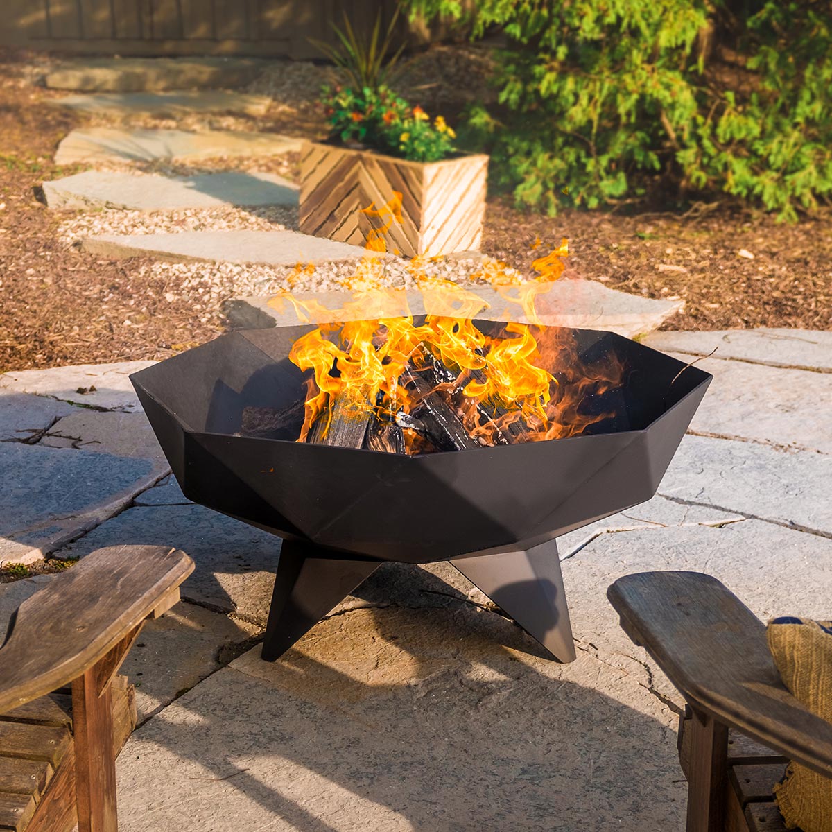 Iron Embers 3' Polygon Fire Pit Package with Spark Screen (Double Door)