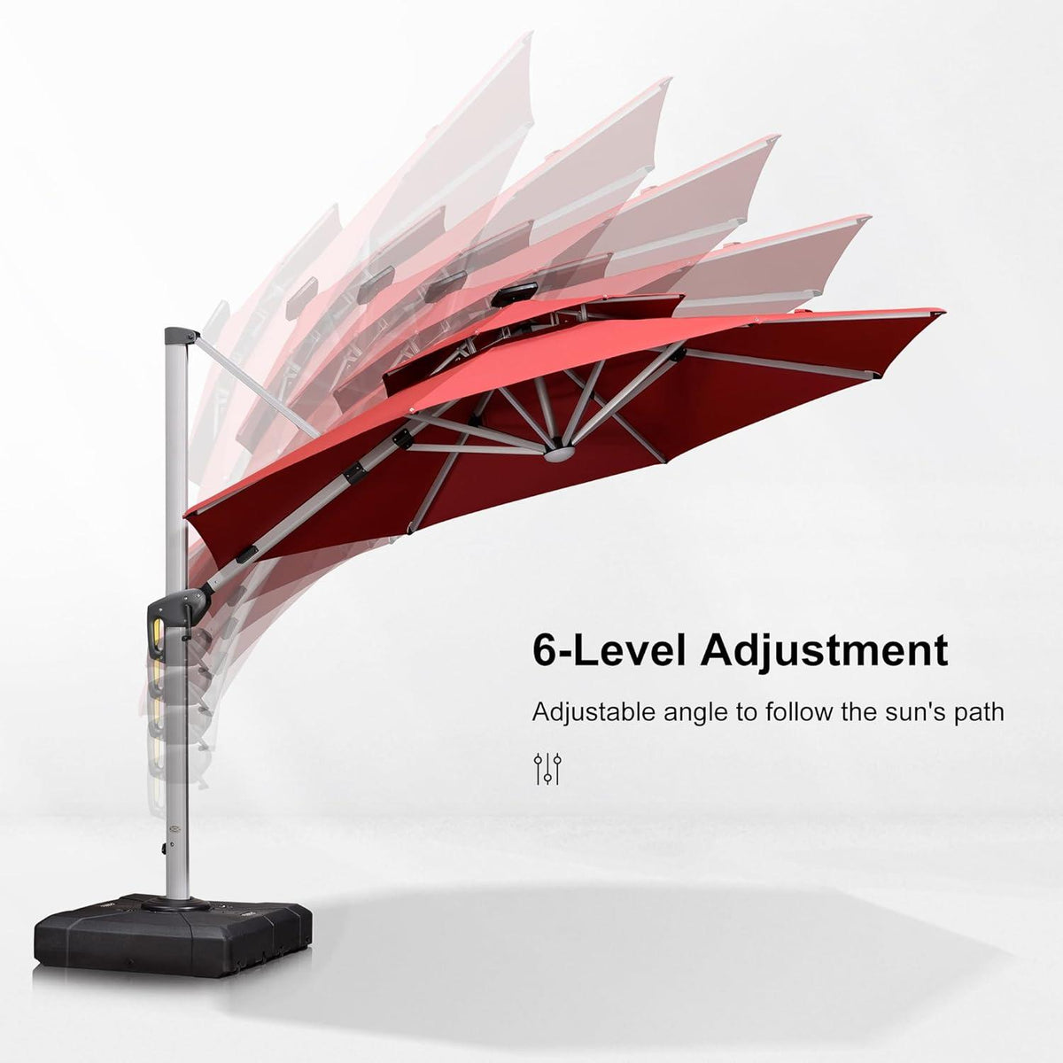 PURPLE LEAF Round Solar Lighted Cantilever Umbrella Outside Patio Umbrella with Lights