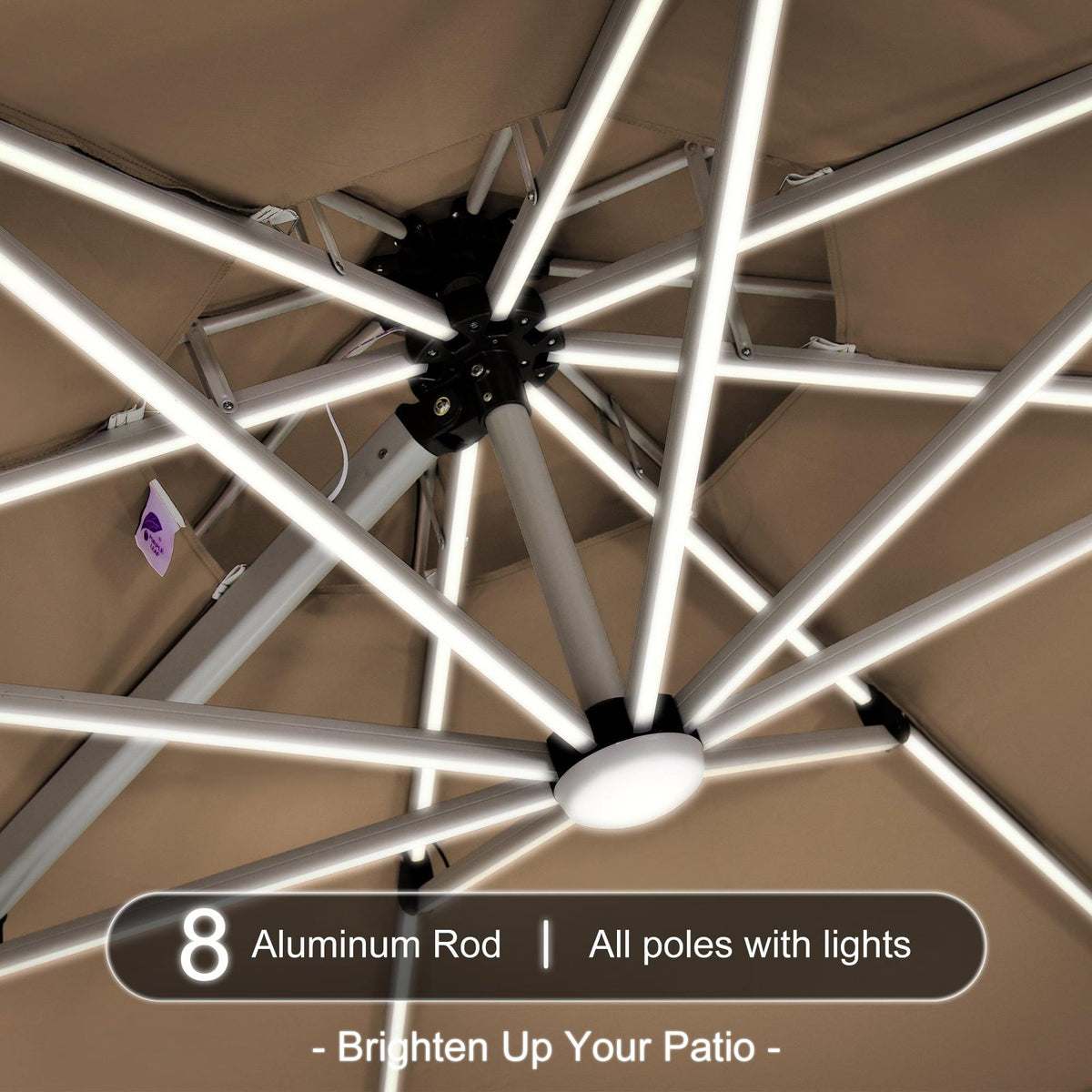 PURPLE LEAF Round Solar Lighted Cantilever Umbrella Outside Patio Umbrella with Lights