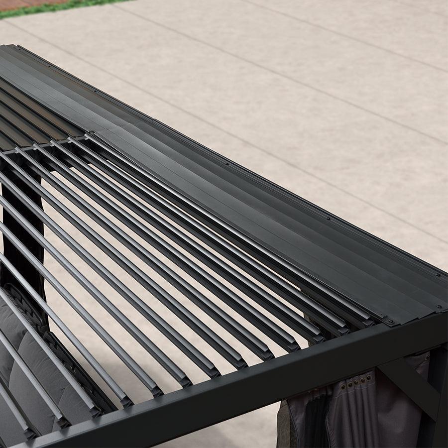 PURPLE LEAF Outdoor Adjustable Louvered Aluminum Pergola Metal Roof Hardtop Gazebo with Upgrade Curtain