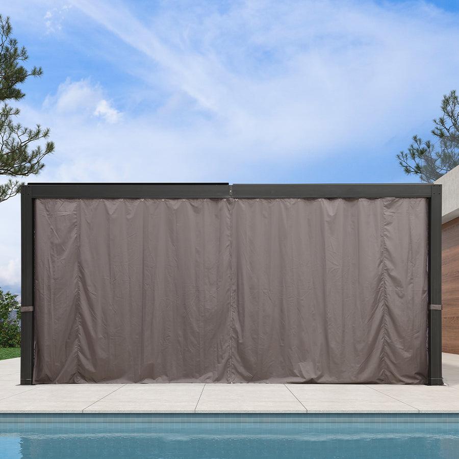 PURPLE LEAF Outdoor Adjustable Louvered Aluminum Pergola Metal Roof Hardtop Gazebo with Upgrade Curtain