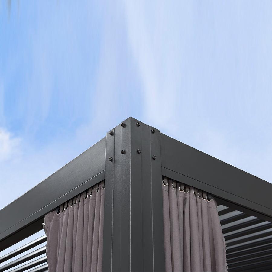 PURPLE LEAF Outdoor Adjustable Louvered Aluminum Pergola Metal Roof Hardtop Gazebo with Upgrade Curtain