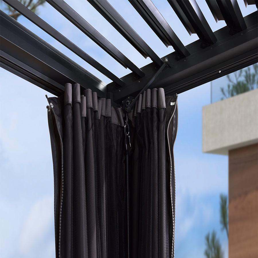 PURPLE LEAF Outdoor Adjustable Louvered Aluminum Pergola Metal Roof Hardtop Gazebo with Upgrade Curtain