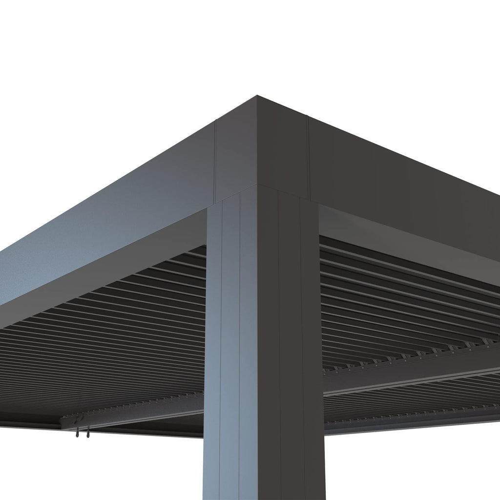 PURPLE LEAF Outdoor Adjustable Louvered Aluminum Pergola Metal Roof Hardtop Gazebo with Upgrade Curtain