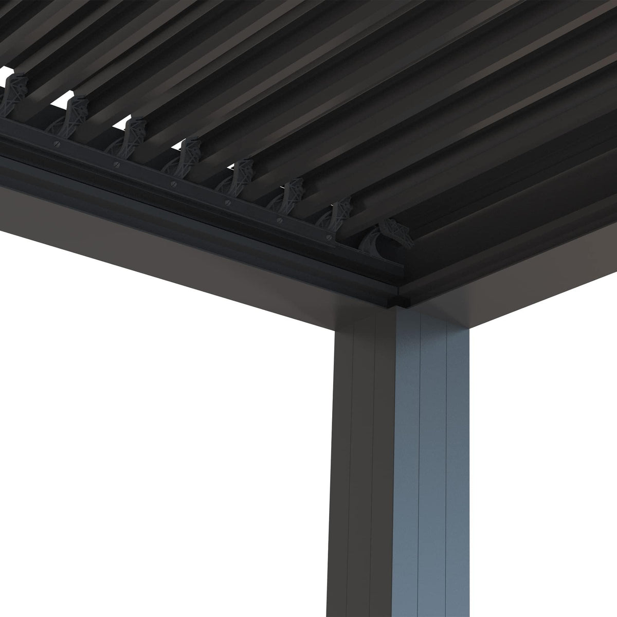 PURPLE LEAF Outdoor Adjustable Louvered Aluminum Pergola Metal Roof Hardtop Gazebo with Upgrade Curtain