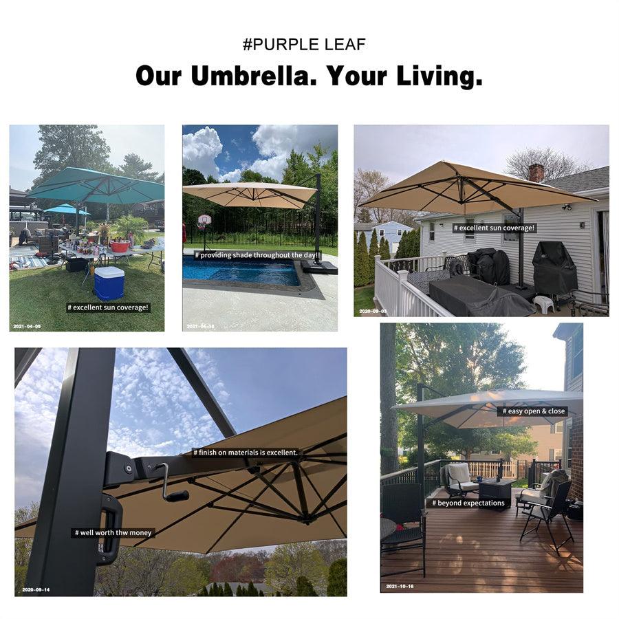 PURPLE LEAF Outdoor Sun Heavy Duty Cantilever Umbrella for Patio, Porch, Beach