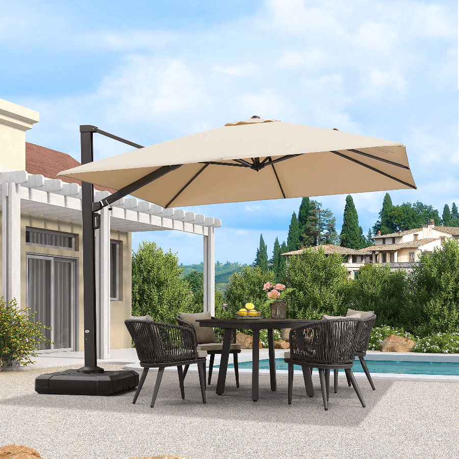 PURPLE LEAF Outdoor Sun Heavy Duty Cantilever Umbrella for Patio, Porch, Beach