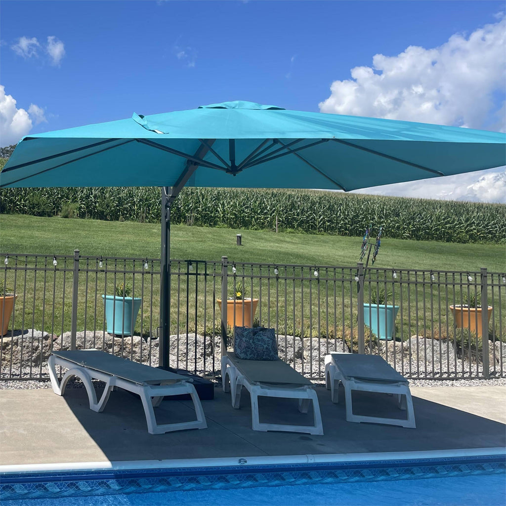 PURPLE LEAF Outdoor Sun Heavy Duty Large Cantilever Umbrella with Base