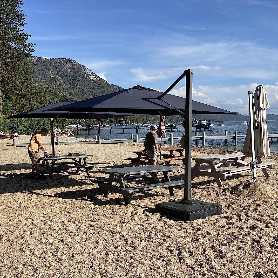 PURPLE LEAF Outdoor Sun Heavy Duty Large Cantilever Umbrella with Base