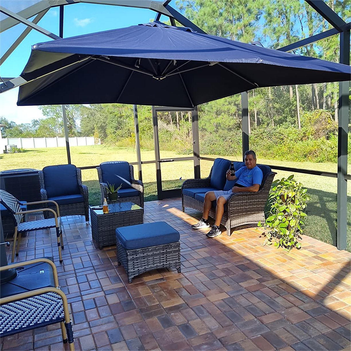 PURPLE LEAF Outdoor Sun Heavy Duty Cantilever Umbrella for Patio, Porch, Beach