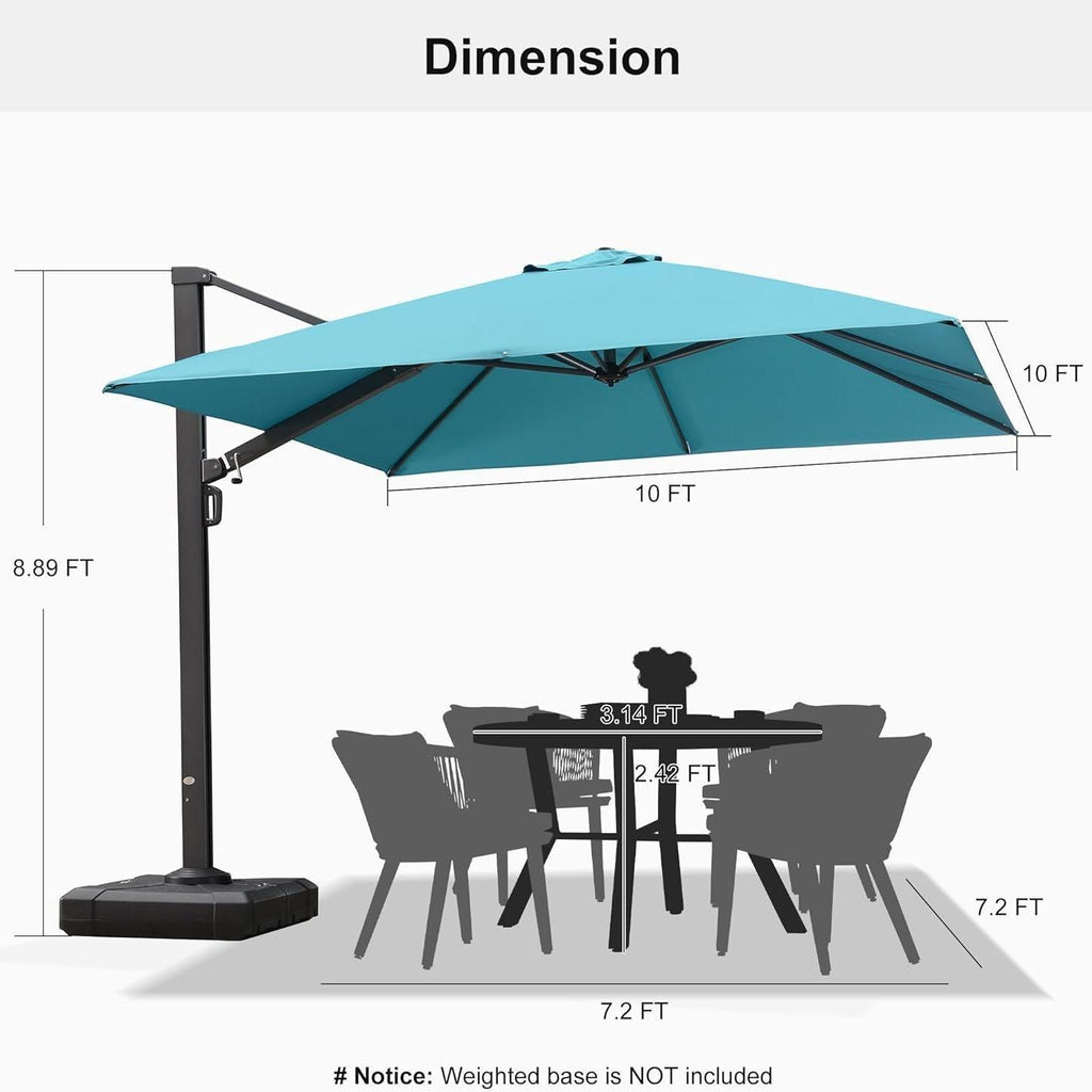 PURPLE LEAF Outdoor Sun Heavy Duty Cantilever Umbrella for Patio, Porch, Beach