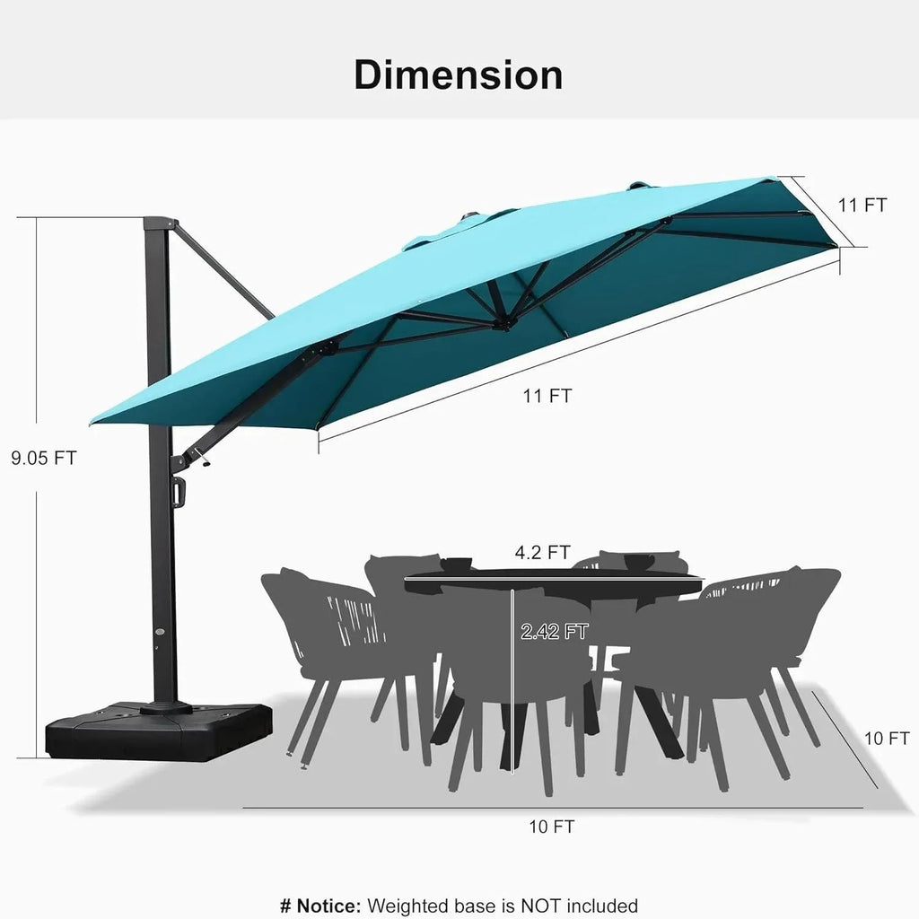 PURPLE LEAF Outdoor Sun Heavy Duty Cantilever Umbrella for Patio, Porch, Beach