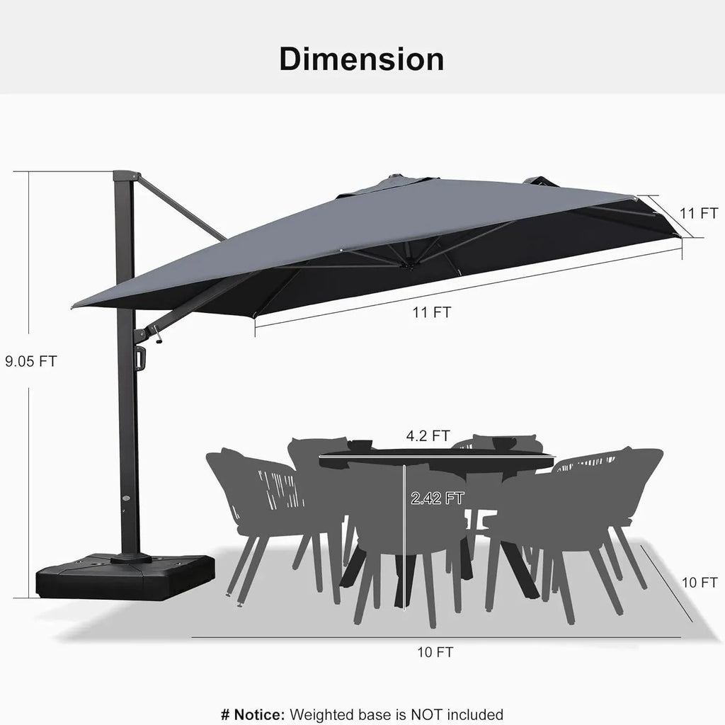 PURPLE LEAF Outdoor Sun Heavy Duty Cantilever Umbrella for Patio, Porch, Beach