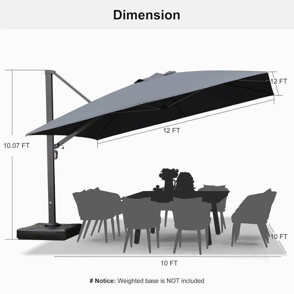 PURPLE LEAF Outdoor Sun Heavy Duty Cantilever Umbrella for Patio, Porch, Beach