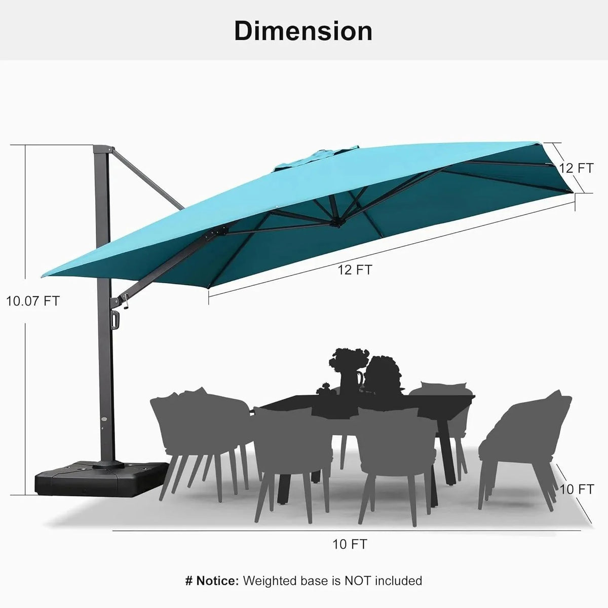 PURPLE LEAF Outdoor Sun Heavy Duty Cantilever Umbrella for Patio, Porch, Beach