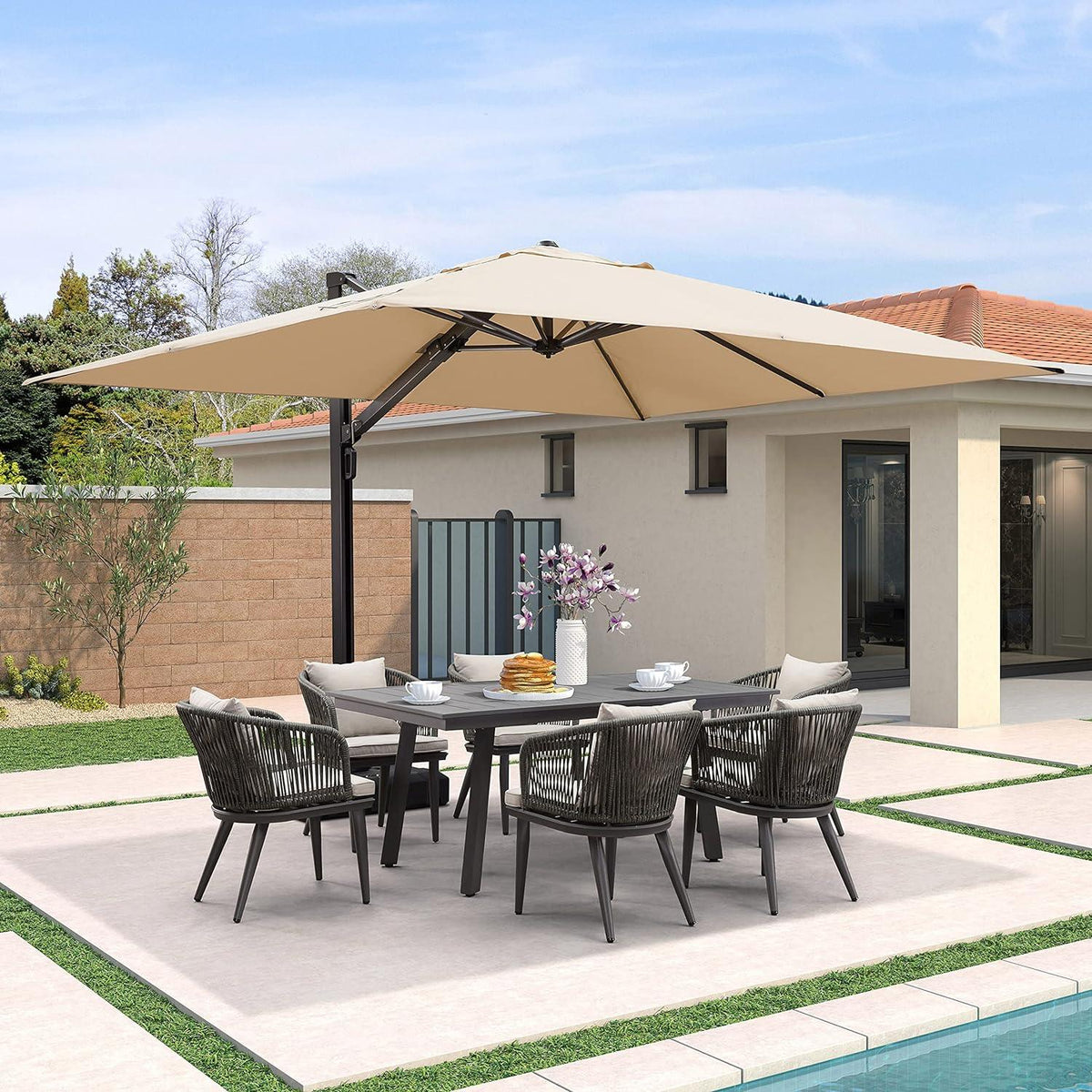 PURPLE LEAF Outdoor Sun Heavy Duty Cantilever Umbrella for Patio, Porch, Beach