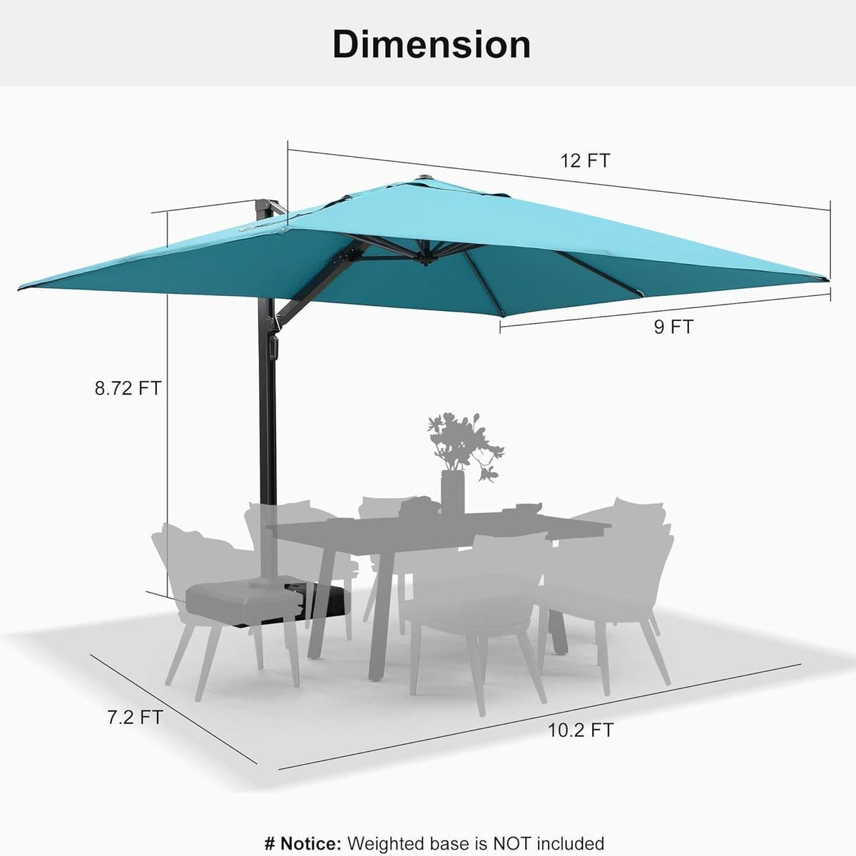 PURPLE LEAF Outdoor Sun Heavy Duty Cantilever Umbrella for Patio, Porch, Beach