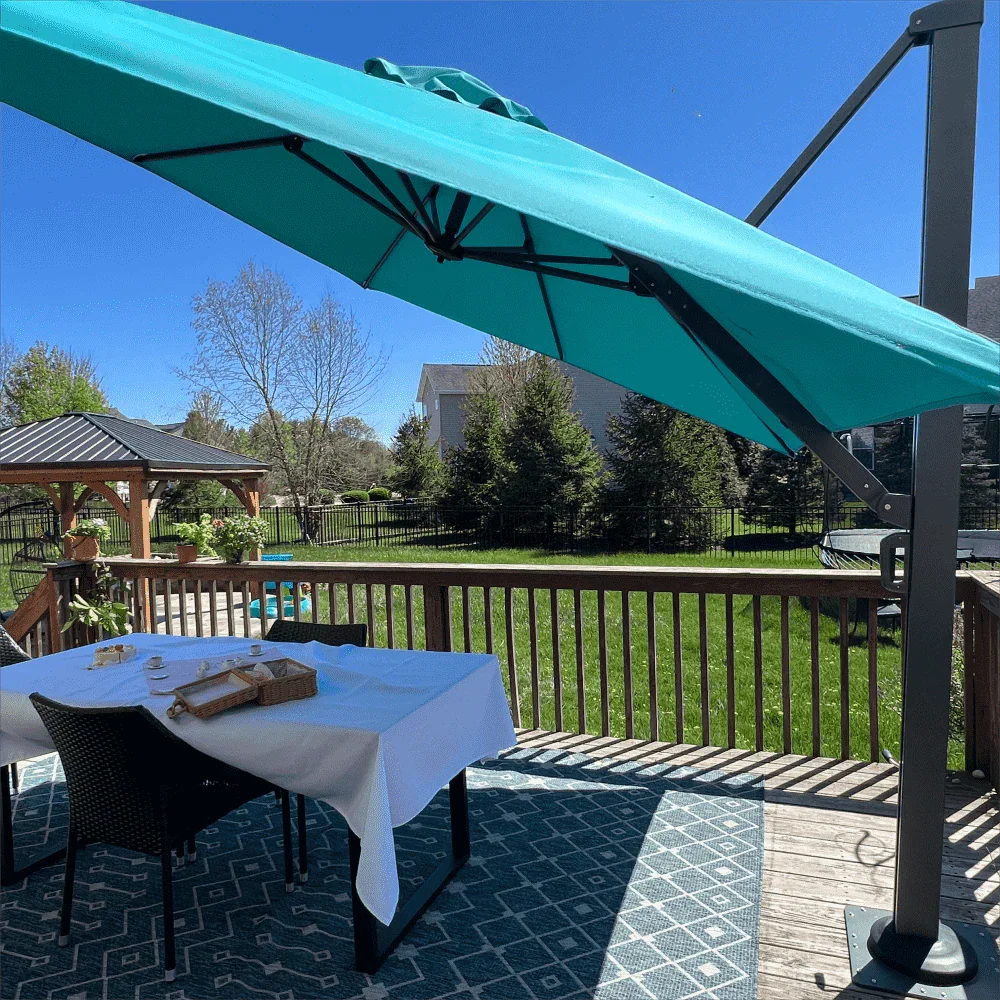 PURPLE LEAF Outdoor Sun Heavy Duty Cantilever Umbrella for Patio, Porch, Beach