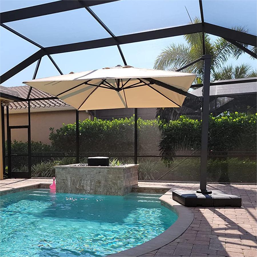 PURPLE LEAF Outdoor Sun Heavy Duty Cantilever Umbrella for Patio, Porch, Beach