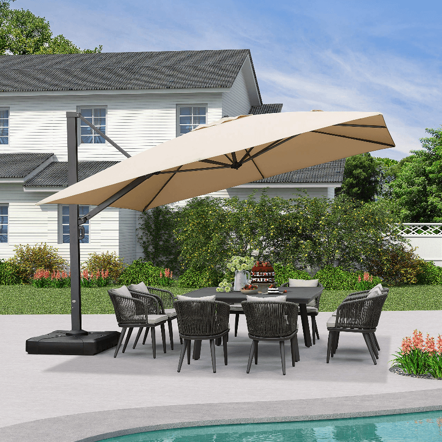 PURPLE LEAF Outdoor Sun Heavy Duty Cantilever Umbrella for Patio, Porch, Beach