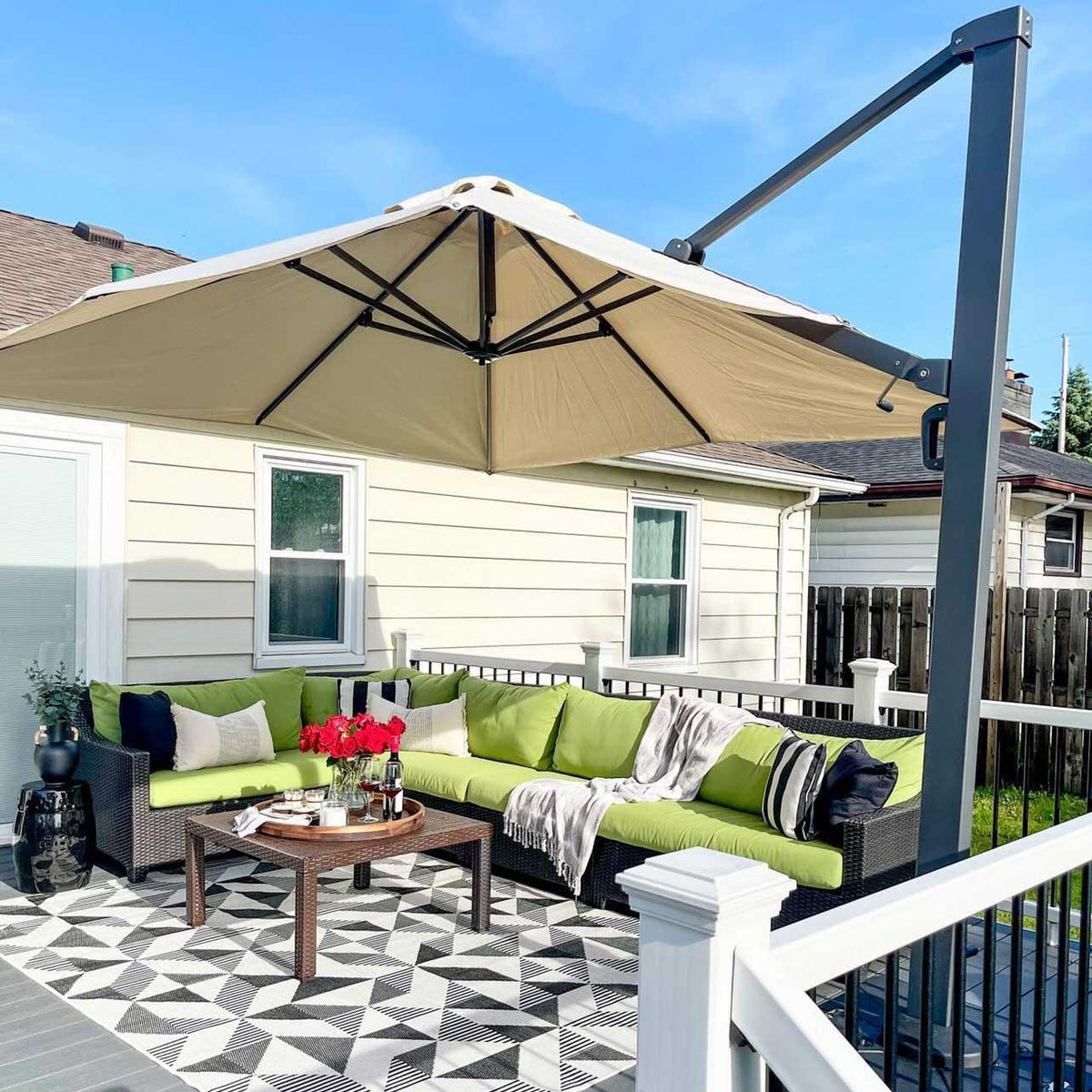 PURPLE LEAF Outdoor Sun Heavy Duty Cantilever Umbrella for Patio, Porch, Beach