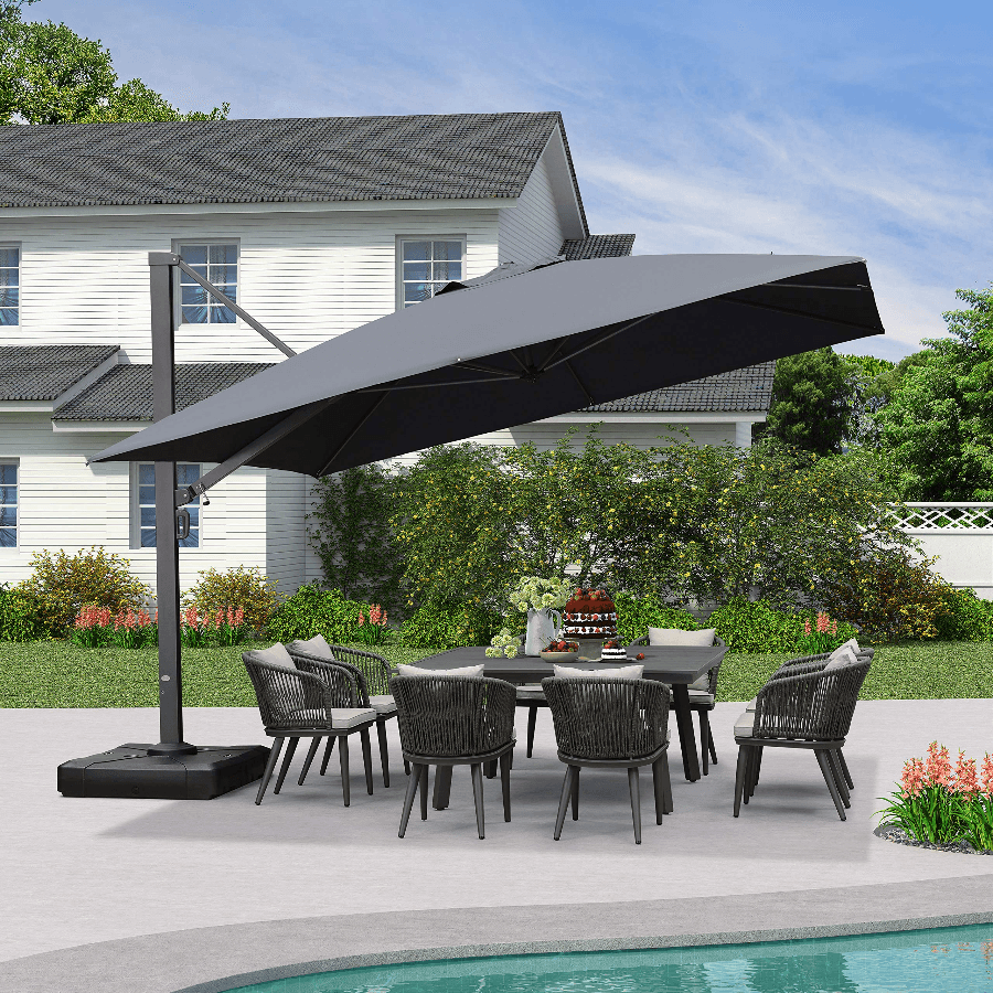 PURPLE LEAF Outdoor Sun Heavy Duty Cantilever Umbrella for Patio, Porch, Beach