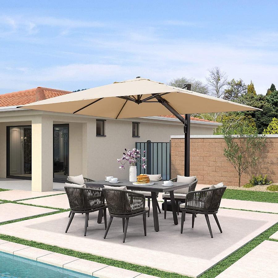 PURPLE LEAF Outdoor Sun Heavy Duty Cantilever Umbrella for Patio, Porch, Beach
