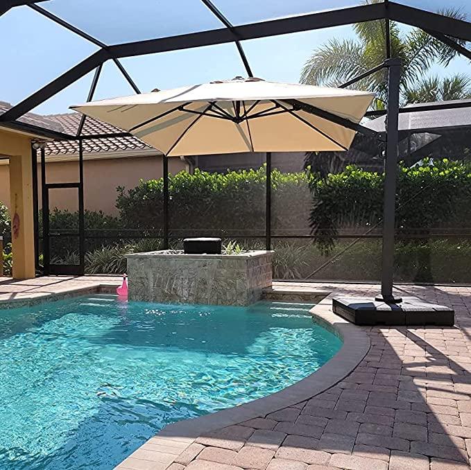PURPLE LEAF Outdoor Sun Heavy Duty Cantilever Umbrella for Patio, Porch, Beach