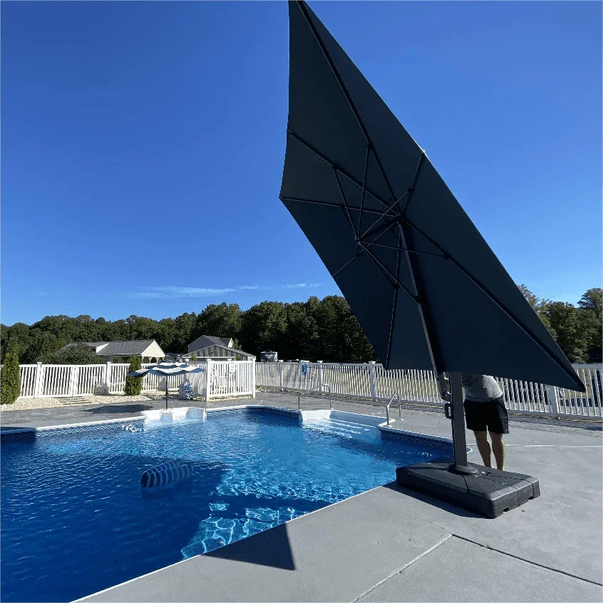 PURPLE LEAF Outdoor Sun Heavy Duty Large Cantilever Umbrella with Base
