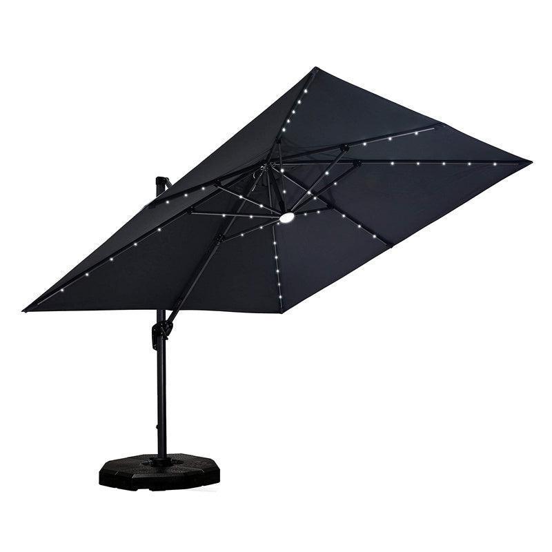 PURPLE LEAF – Parasol de terrasse déporté 10ft avec éclairage LED, rotation 360° et inclinaison