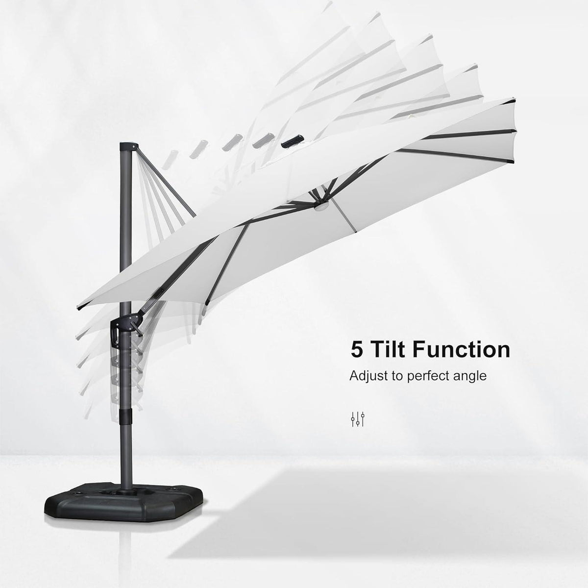 PURPLE LEAF – Parasol de terrasse déporté 10ft avec éclairage LED, rotation 360° et inclinaison