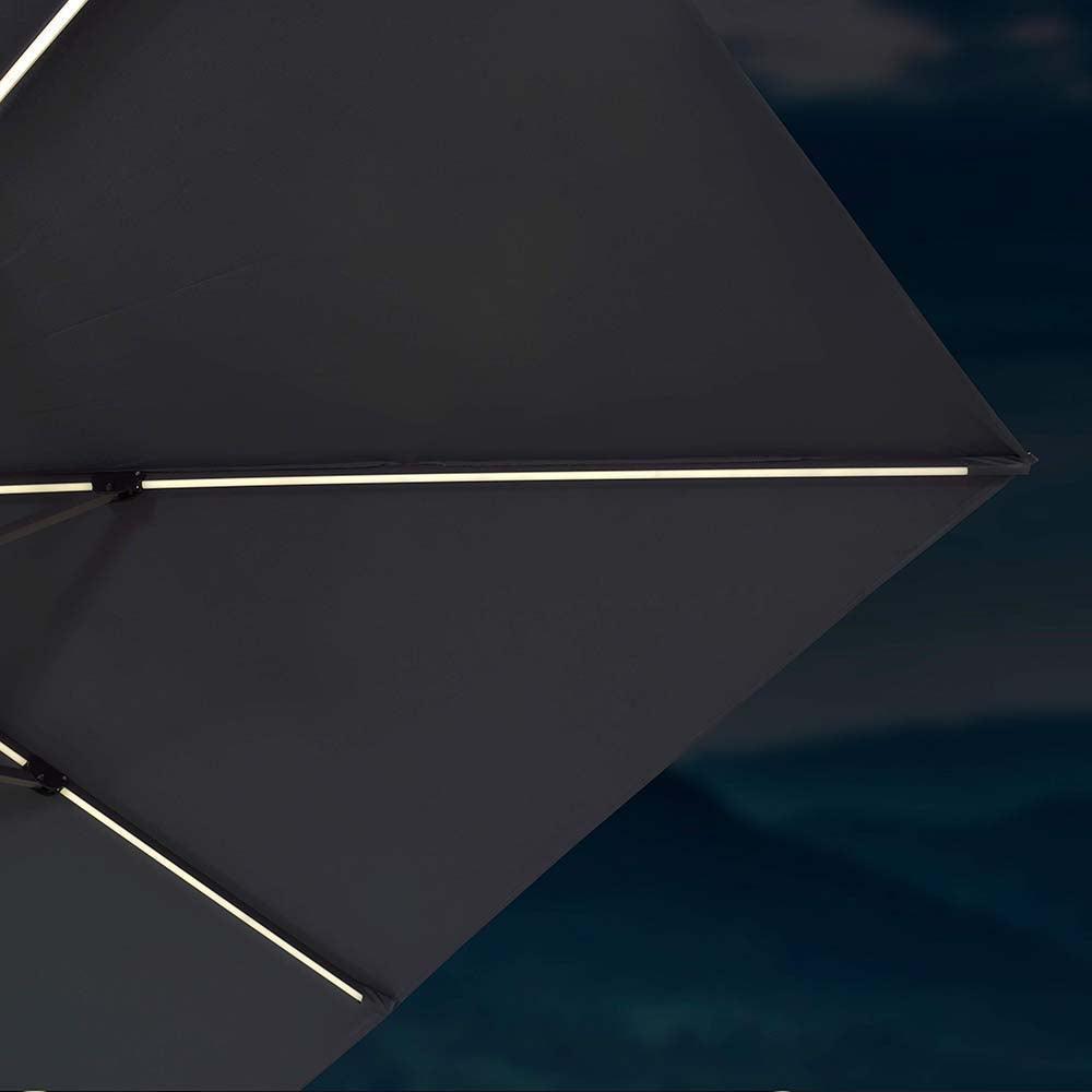 PURPLE LEAF – Parasol de terrasse déporté 10ft avec éclairage LED, rotation 360° et inclinaison