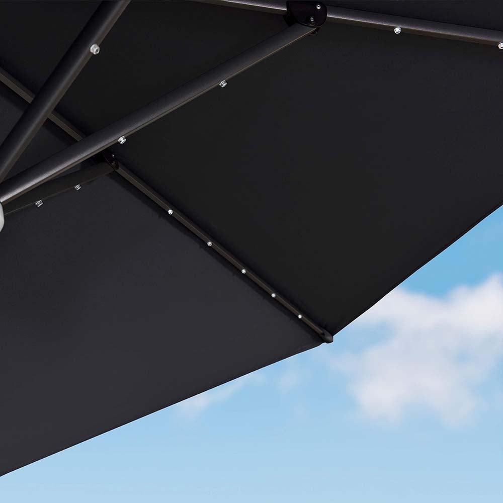 PURPLE LEAF – Parasol de terrasse déporté 10ft avec éclairage LED, rotation 360° et inclinaison
