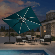 PURPLE LEAF – Parasol de terrasse déporté 10ft avec éclairage LED, rotation 360° et inclinaison