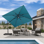 PURPLE LEAF – Parasol de terrasse déporté 10ft avec éclairage LED, rotation 360° et inclinaison