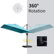 PURPLE LEAF – Parasol de terrasse déporté 10ft avec éclairage LED, rotation 360° et inclinaison