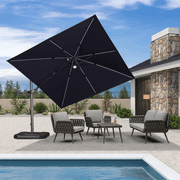 PURPLE LEAF – Parasol de terrasse déporté 10ft avec éclairage LED, rotation 360° et inclinaison