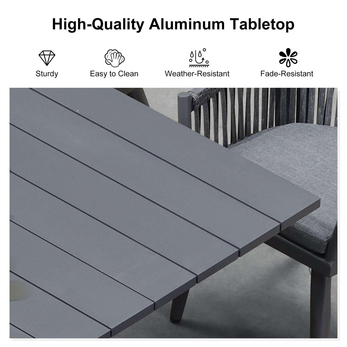 PURPLE LEAF 7/9/11 Pieces Patio Dining Set with Weather-Resistant Dining Table and Chairs Wicker Patio Table Set with Comfortable Cushion for Deck, Garden, Kitchen, Grey