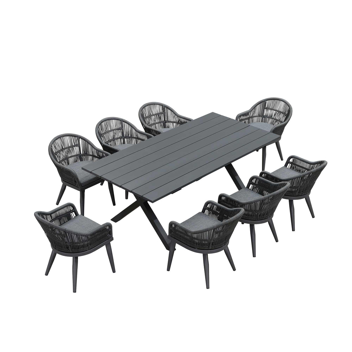 PURPLE LEAF 7/9/11 Pieces Patio Dining Set with Weather-Resistant Dining Table and Chairs Wicker Patio Table Set with Comfortable Cushion for Deck, Garden, Kitchen, Grey