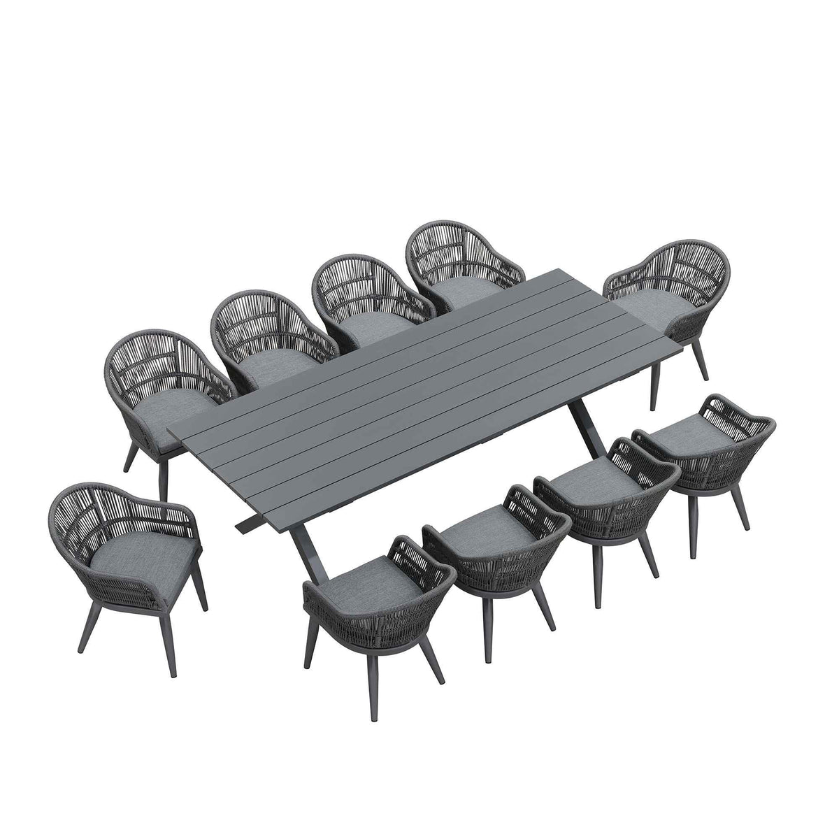 PURPLE LEAF 7/9/11 Pieces Patio Dining Set with Weather-Resistant Dining Table and Chairs Wicker Patio Table Set with Comfortable Cushion for Deck, Garden, Kitchen, Grey