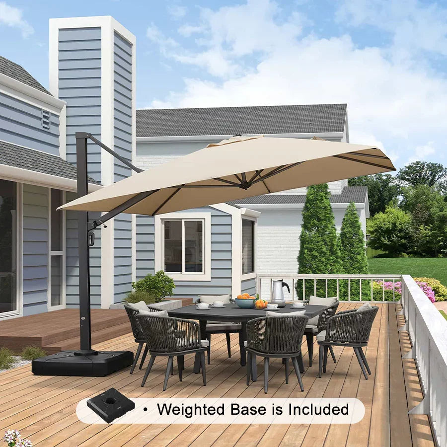 PURPLE LEAF Outdoor Sun Heavy Duty Large Cantilever Umbrella with Base