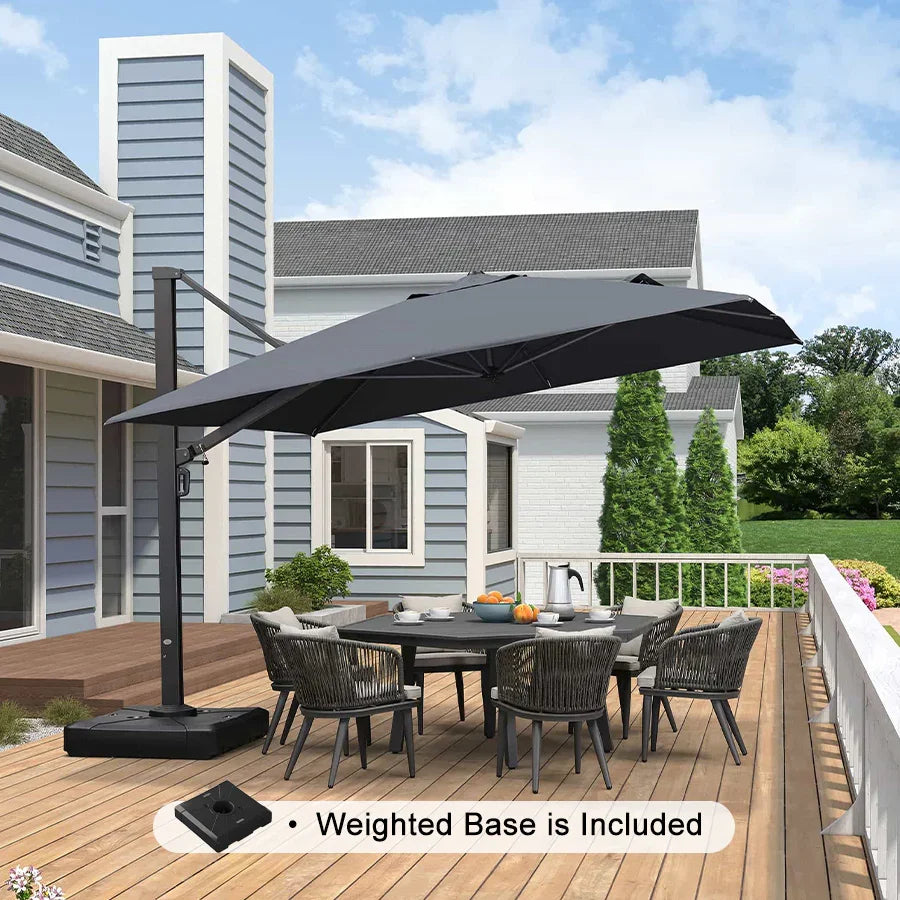 PURPLE LEAF Outdoor Sun Heavy Duty Large Cantilever Umbrella with Base