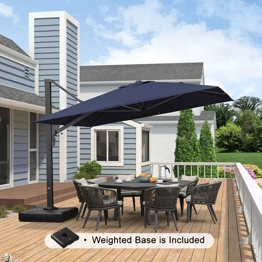 PURPLE LEAF Outdoor Sun Heavy Duty Large Cantilever Umbrella with Base